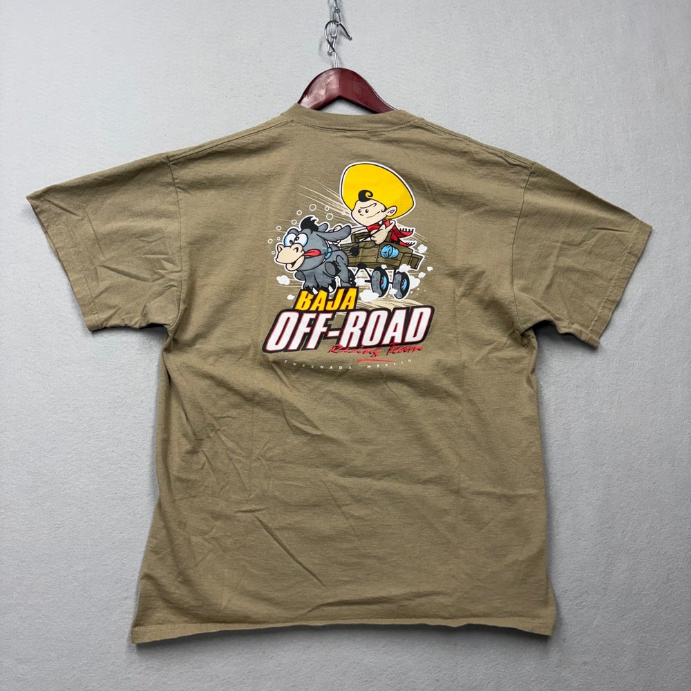Delta T-Shirt Mens Large Tan Baja Off-Road Racing Team Y2K Graphic Tee